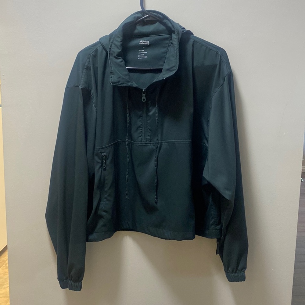 Girlfriend Collective Dark Green Cropped Windbreaker